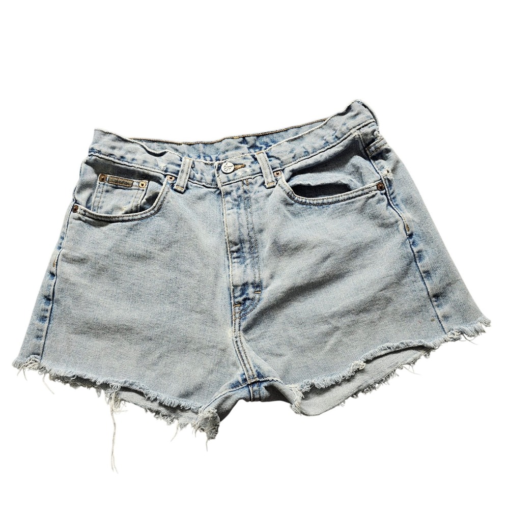 Calvin Klein Vintage Denim Shorts Womens 29 Light Blue USA Made 90s Cut Offs